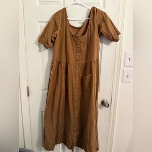 Little cotton wood Brown Button-Down Midi Dress